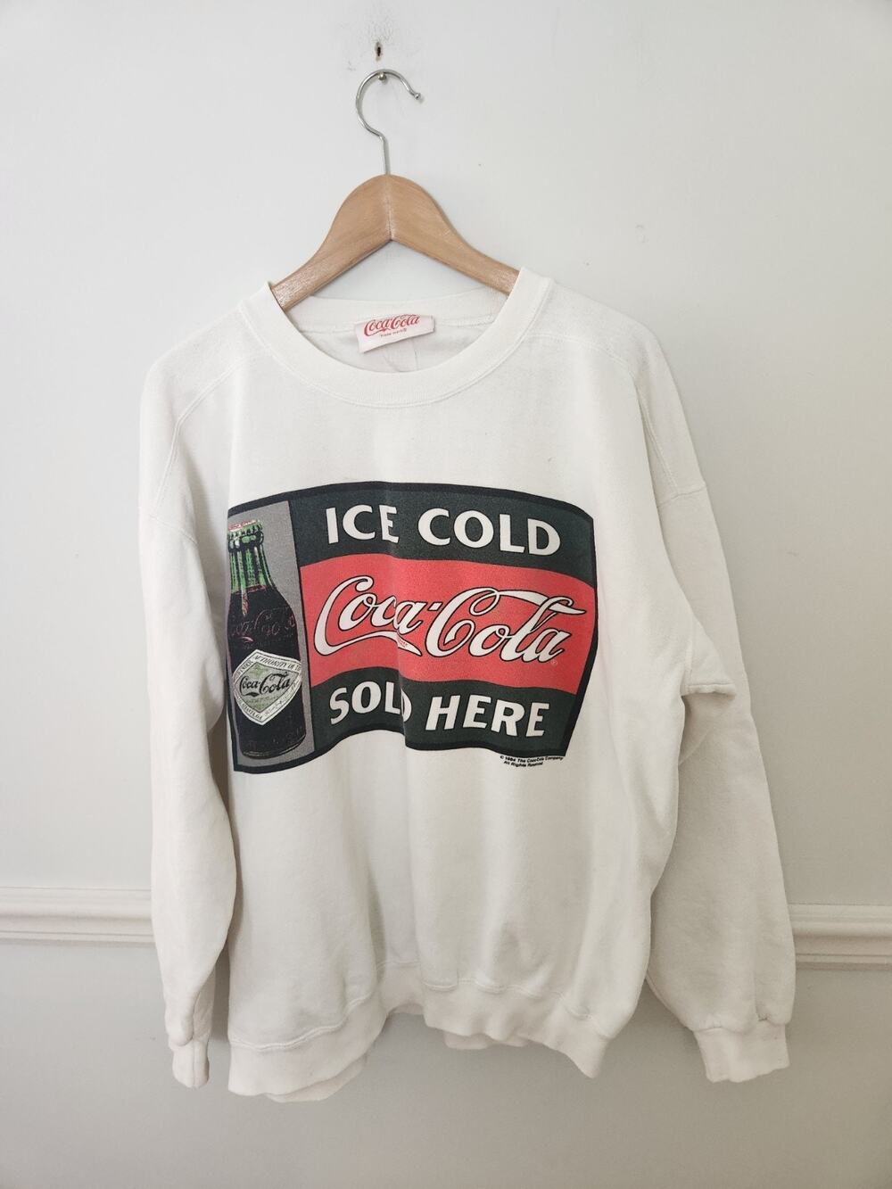 Vintage 90s Coca Cola Sweatshirt XL Mens Graphic Crewneck Boxy Ice Cold Retro